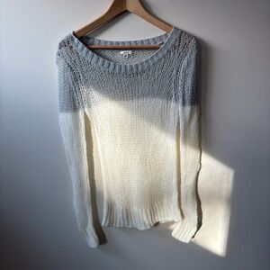 Aerie Gray and Cream Knit Sweater
